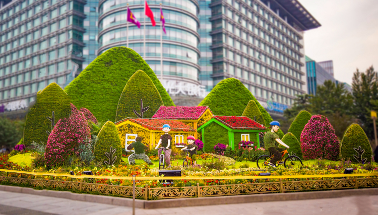 立體花壇,五色草造型,綠雕